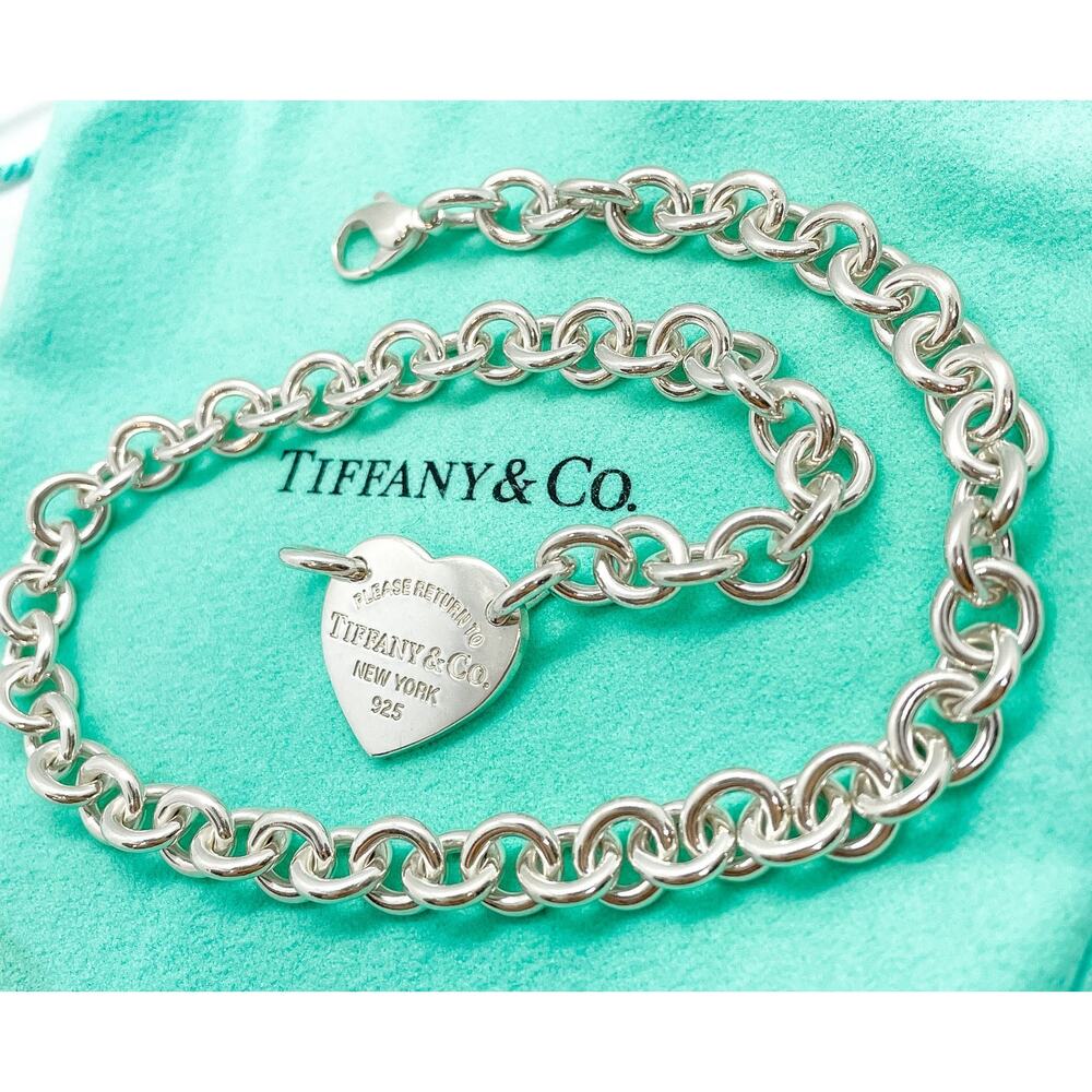Tiffany & Co. Return to Tiffany Large Heart Tag Necklace Sterling Silver 15" - Picture 7 of 9